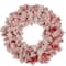 24" Pre-Lit Flocked Red Artificial Christmas Wreath